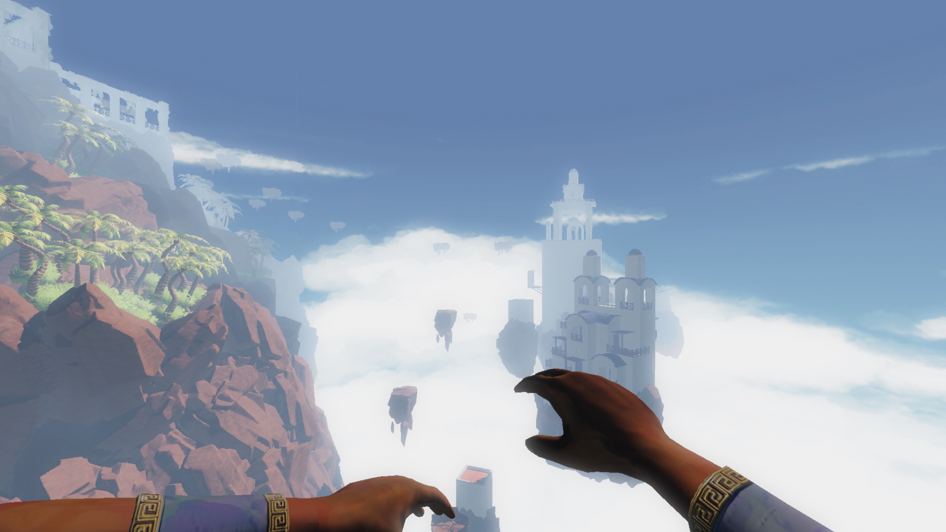 Screenshot from Sky Traveller depicting a mezmerixing sky scape