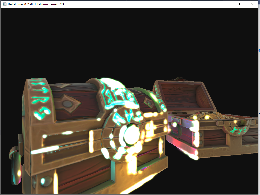 Screenshot of a chest rendered with various effects and rendering trick making it look cool and impressive
